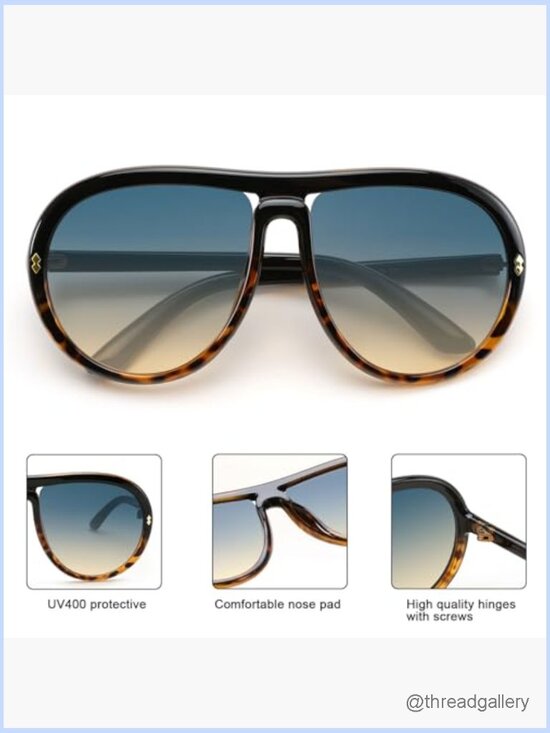 Oversized Vintage Aviator Sunglasses Retro Round Unisex UV Protection